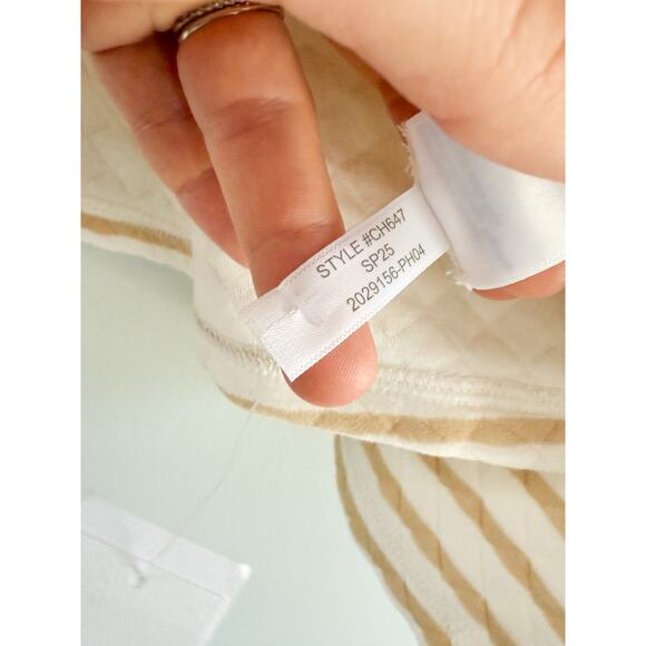 J Crew Factory | NWT | Reversible quilted pullover in Tan White | Sz XS - Picture 7 of 9